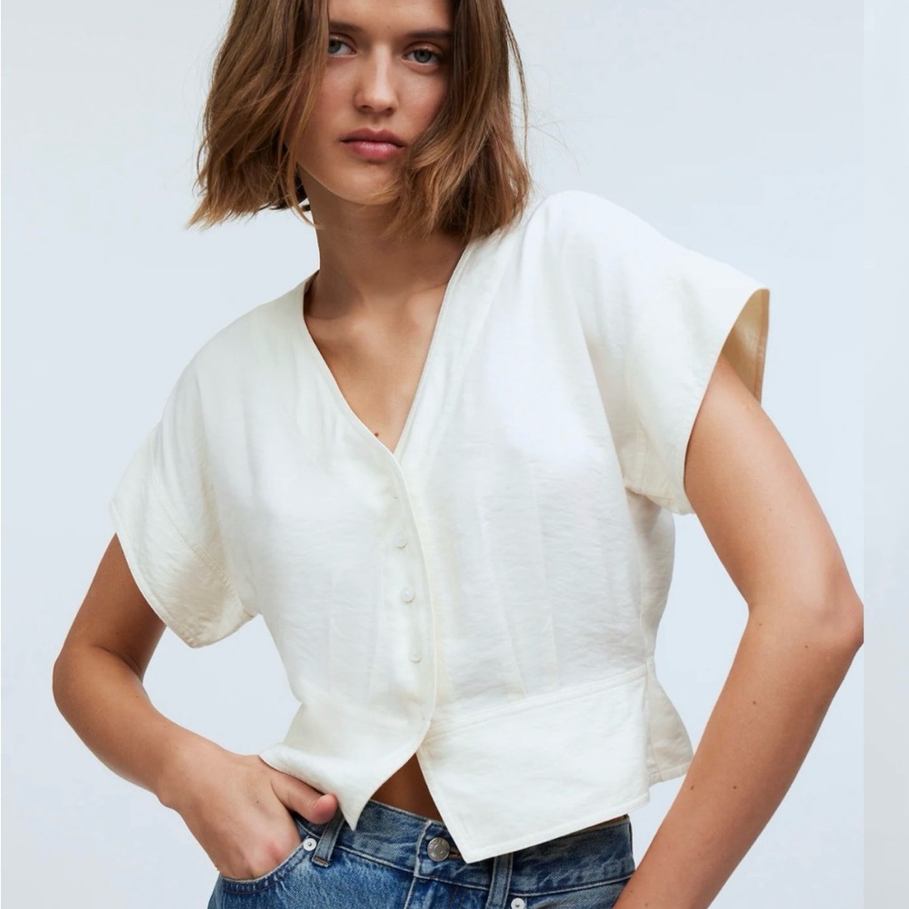 Madewell Pleated Short Sleeve Top
